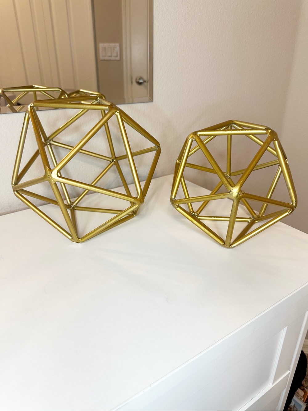 Gold Decorative Metal Geometric Sphere Accent - Gold